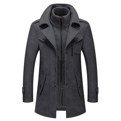 Herren Trenchcoat Wollmantel Doppelkragen