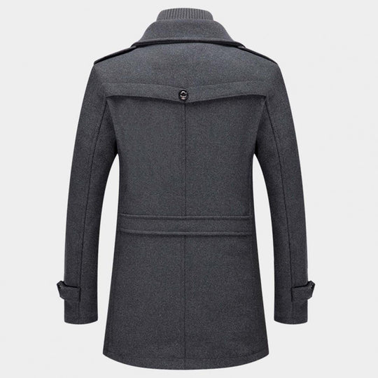 Herren Trenchcoat Wollmantel Doppelkragen