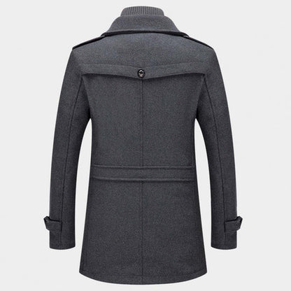Herren Trenchcoat Wollmantel Doppelkragen