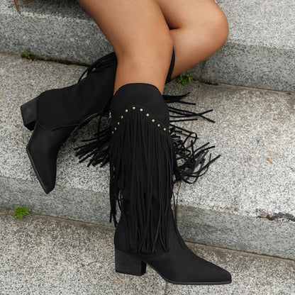 Damen Cowboy-Stiefel Elegant Leder
