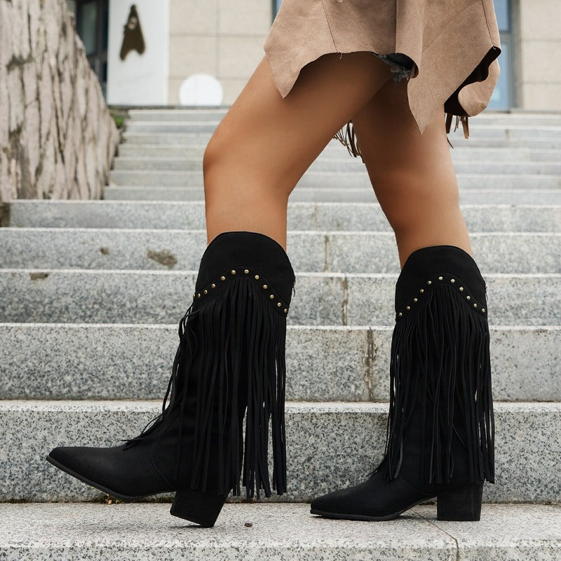 Damen Cowboy-Stiefel Elegant Leder