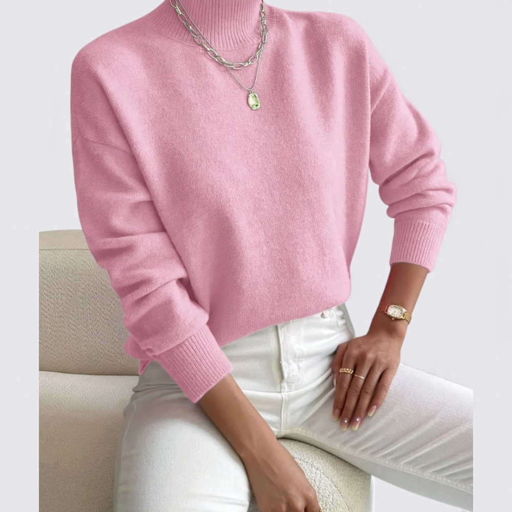 Damen Pullover Stehkragen Klassisch Komfortabel