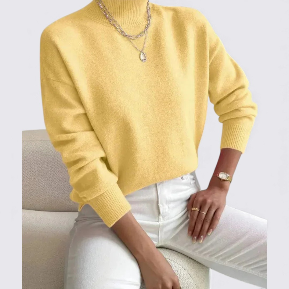 Damen Pullover Stehkragen Klassisch Komfortabel