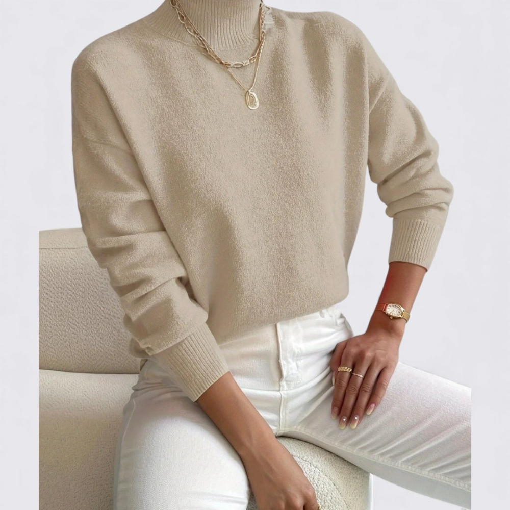 Damen Pullover Stehkragen Klassisch Komfortabel
