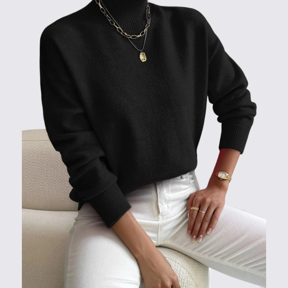 Damen Pullover Stehkragen Klassisch Komfortabel