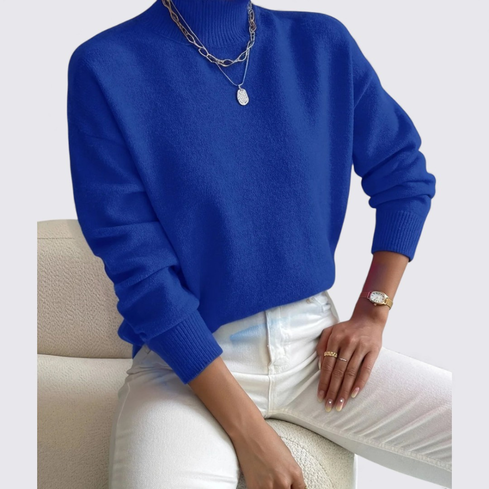 Damen Pullover Stehkragen Klassisch Komfortabel