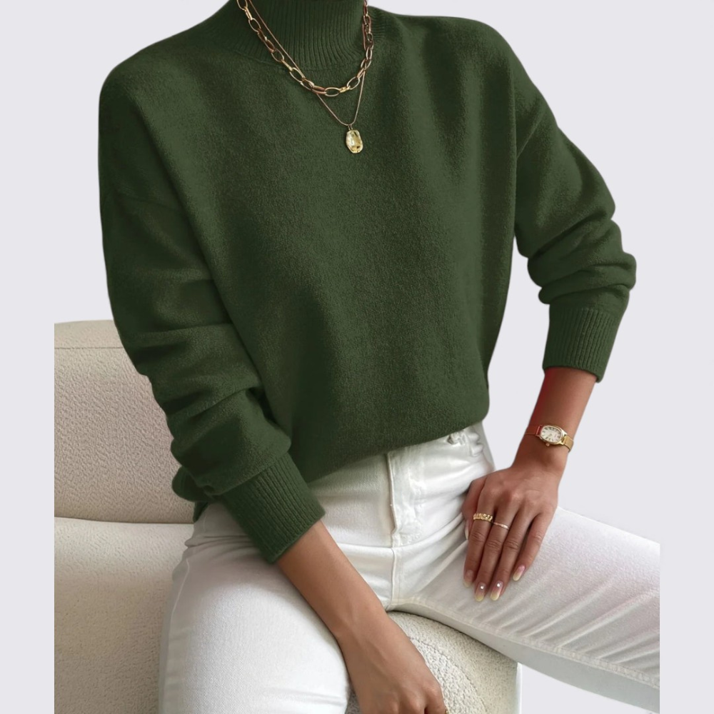 Damen Pullover Stehkragen Klassisch Komfortabel