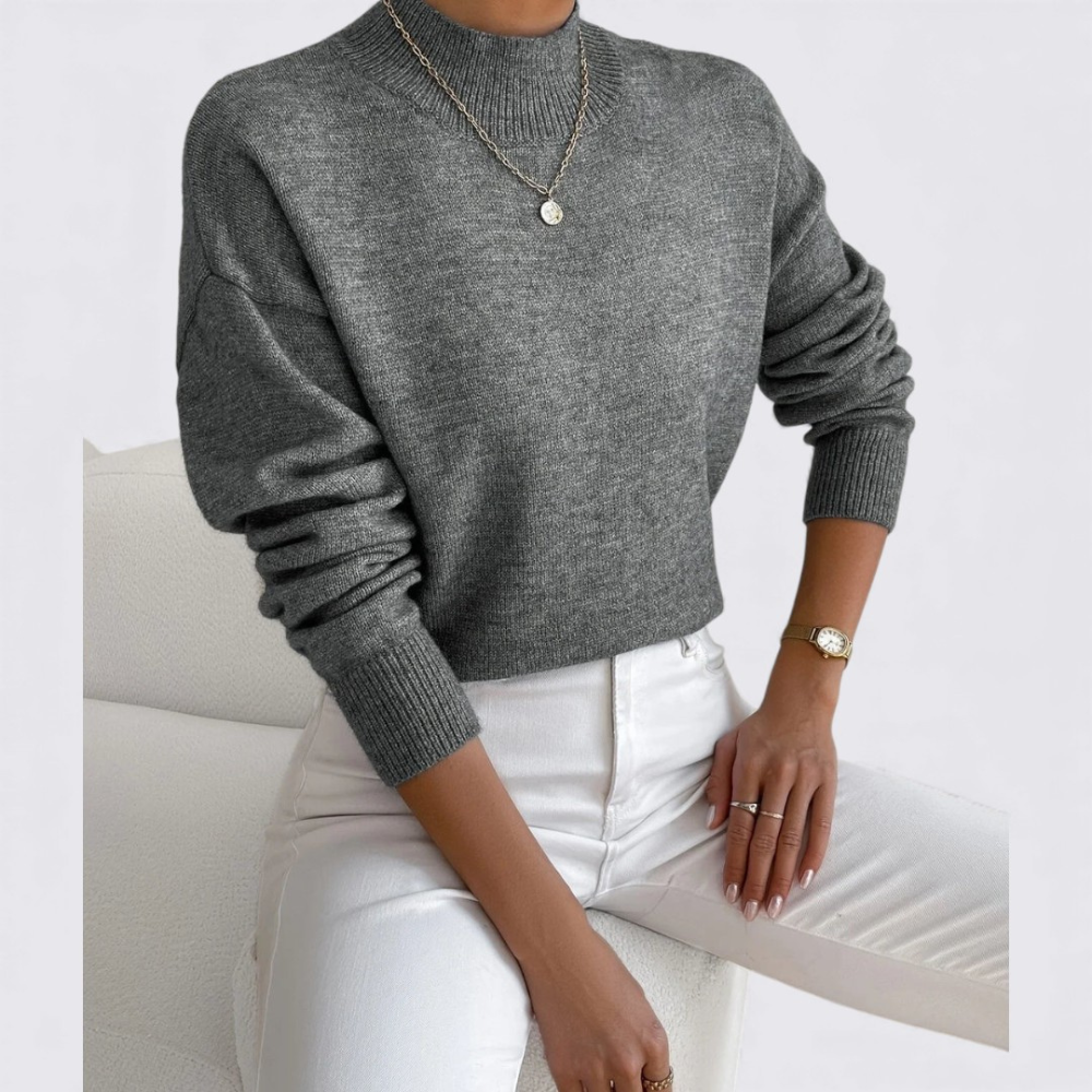 Damen Pullover Stehkragen Klassisch Komfortabel