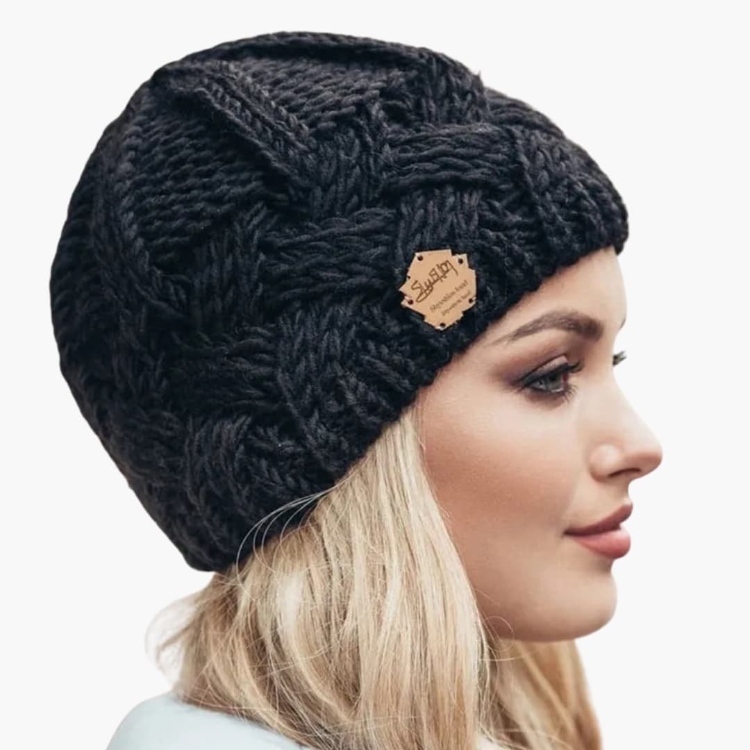 Damen Wintermütze Gestrickt Rund Gerippt Warm