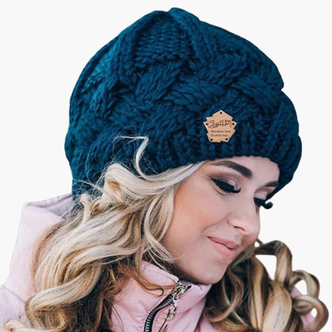 Damen Wintermütze Gestrickt Rund Gerippt Warm
