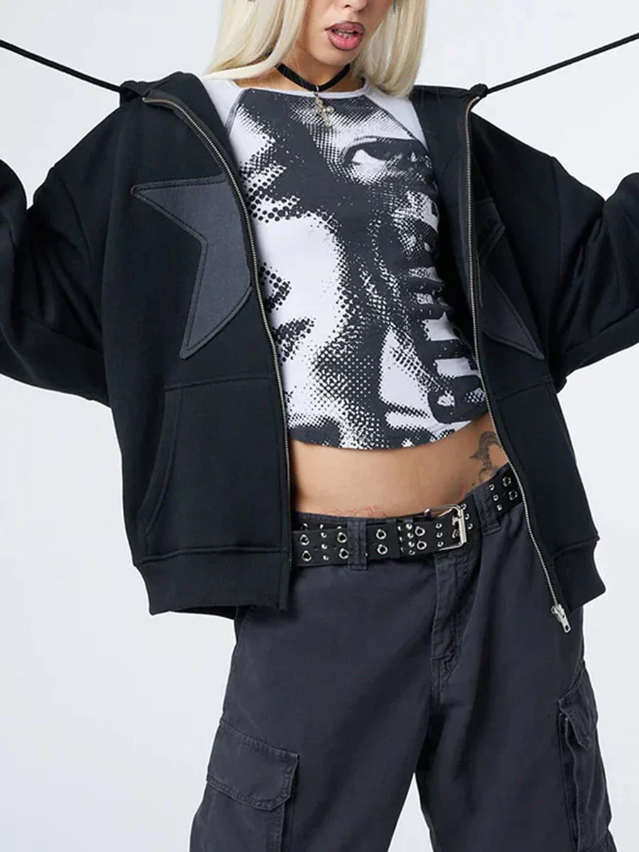 Norvielle Damen Strickjacke Sternenprint