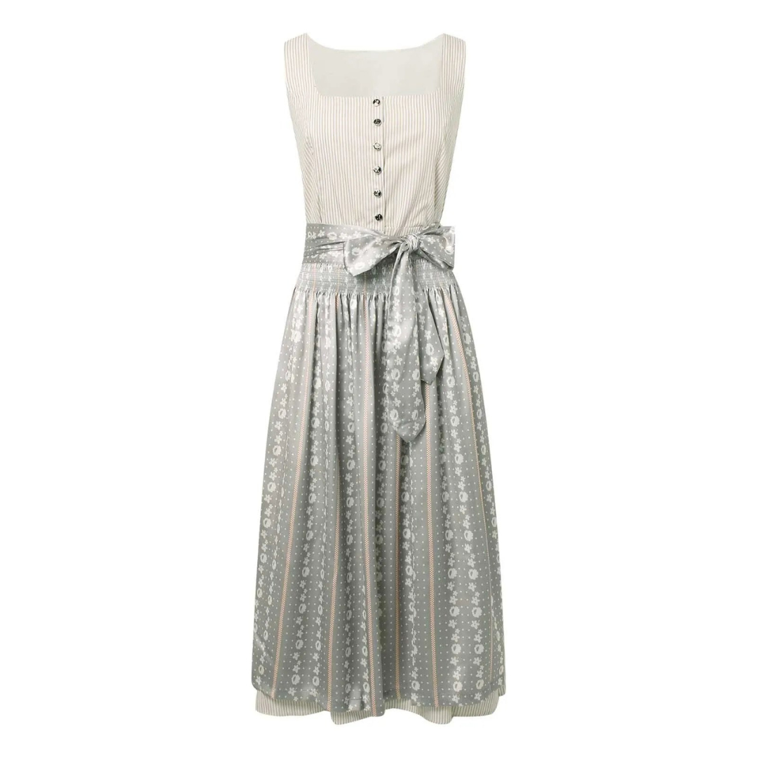 Damen Dirndl Kleid Midi Quadratischer Ausschnitt