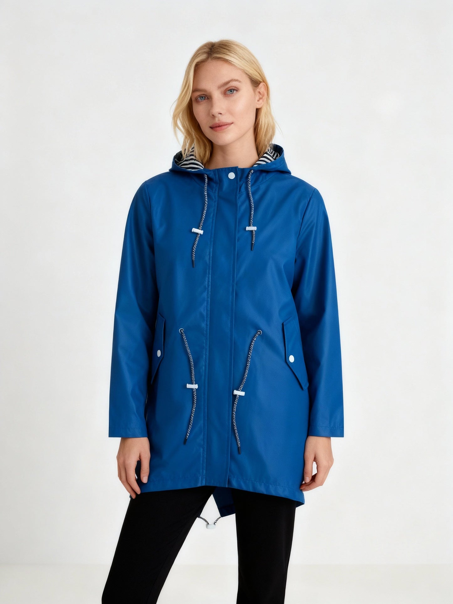 Damen Regenjacke Lang mit Kapuze Wasserabweisend