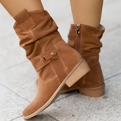 Damen Stiefeletten Faltenoptik