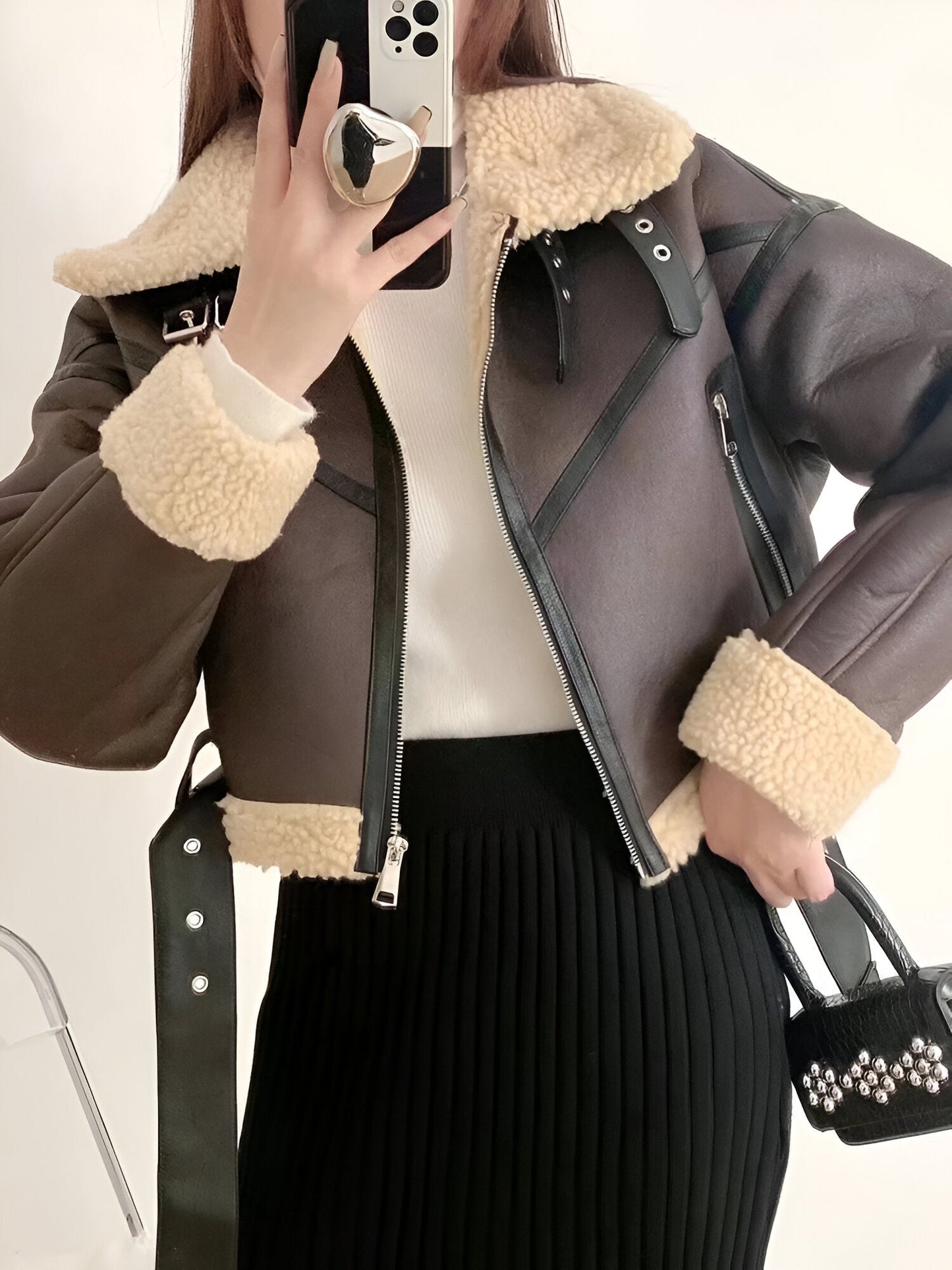 Norvielle Damen Winterjacke Kunstleder