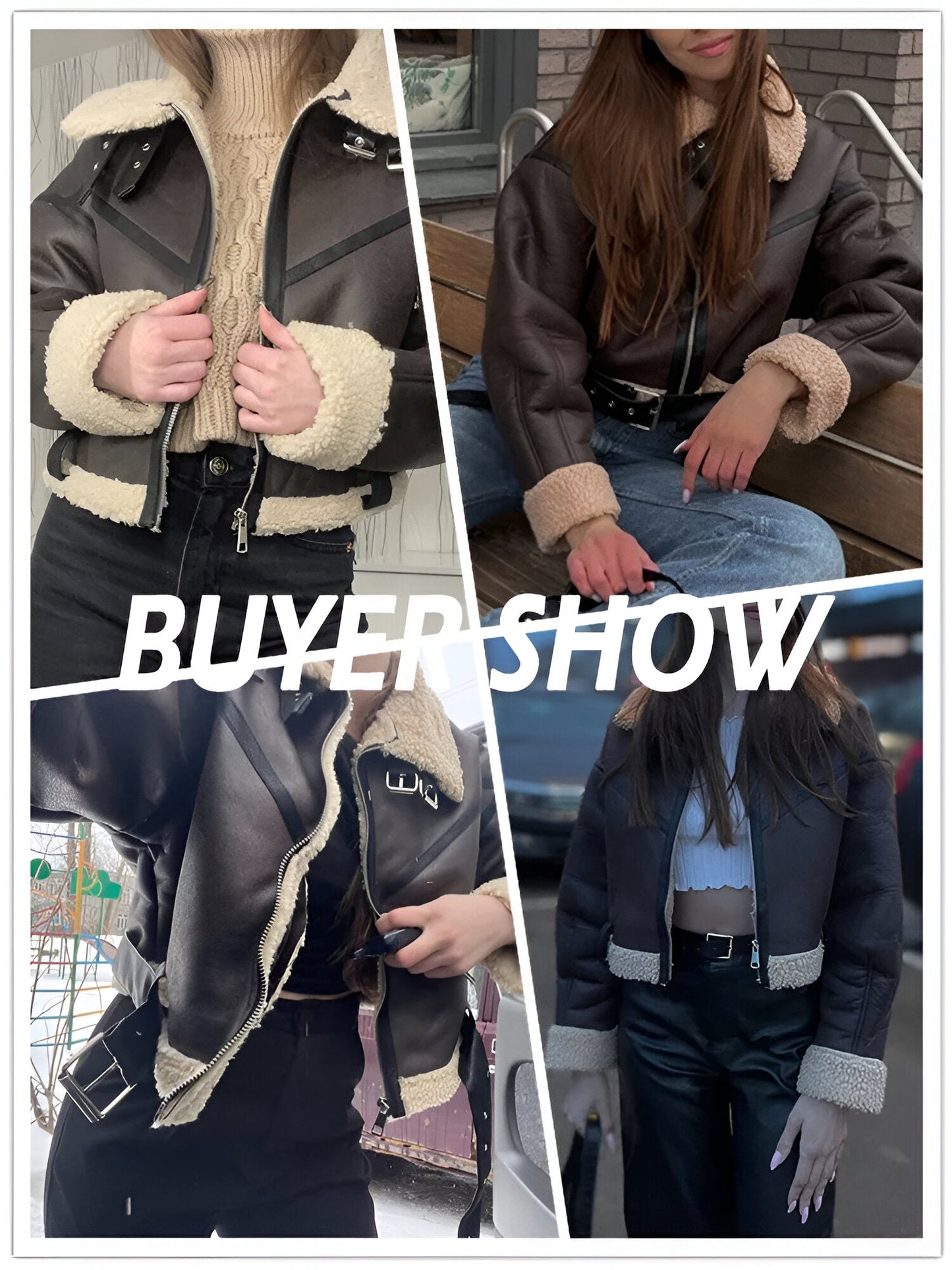 Norvielle Damen Winterjacke Kunstleder
