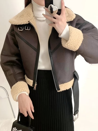 Norvielle Damen Winterjacke Kunstleder