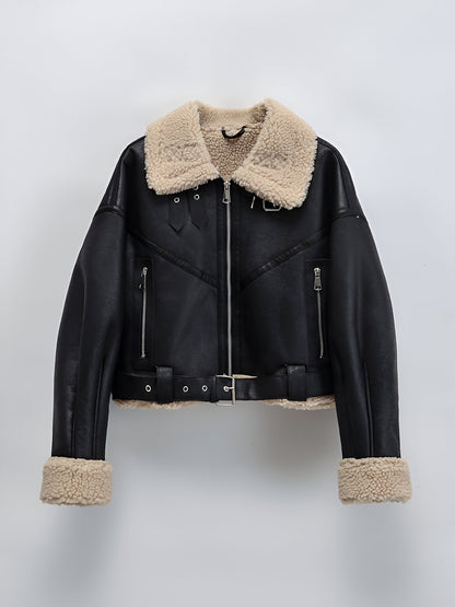 Norvielle Damen Winterjacke Kunstleder