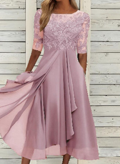 Damenkleid aus Chiffon mit Stickerei, Spitze und Aussparungen von Elarova