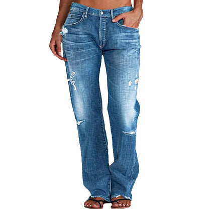 Norvielle Damen Ripped Jeans Vintage Style