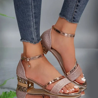 Damen Sandalen Pailletten Verzierungen