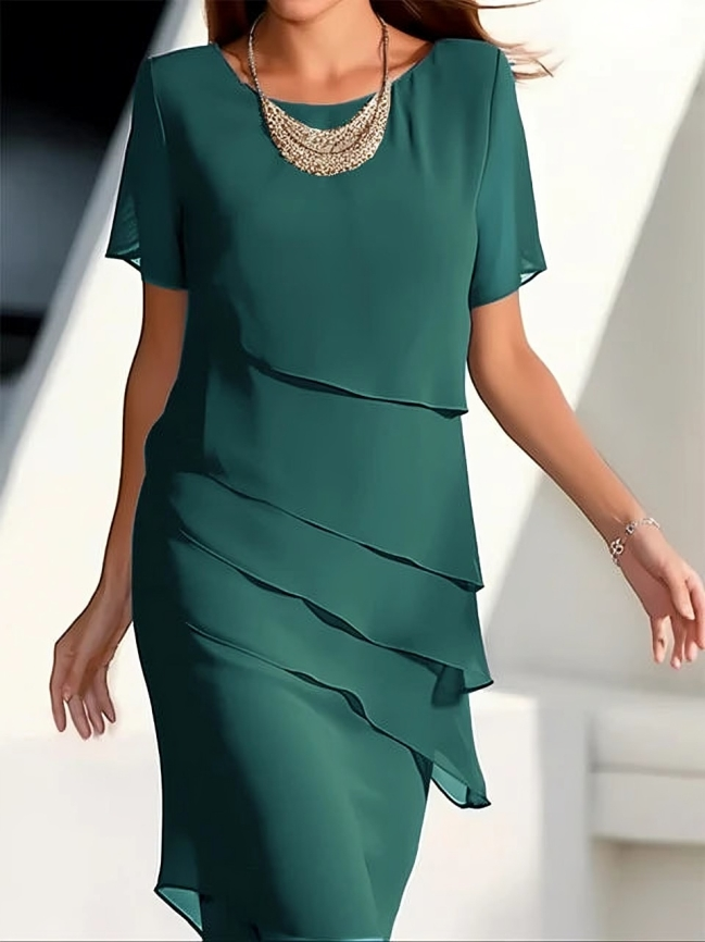 Elegantes Damen Midikleid Lagenkleid