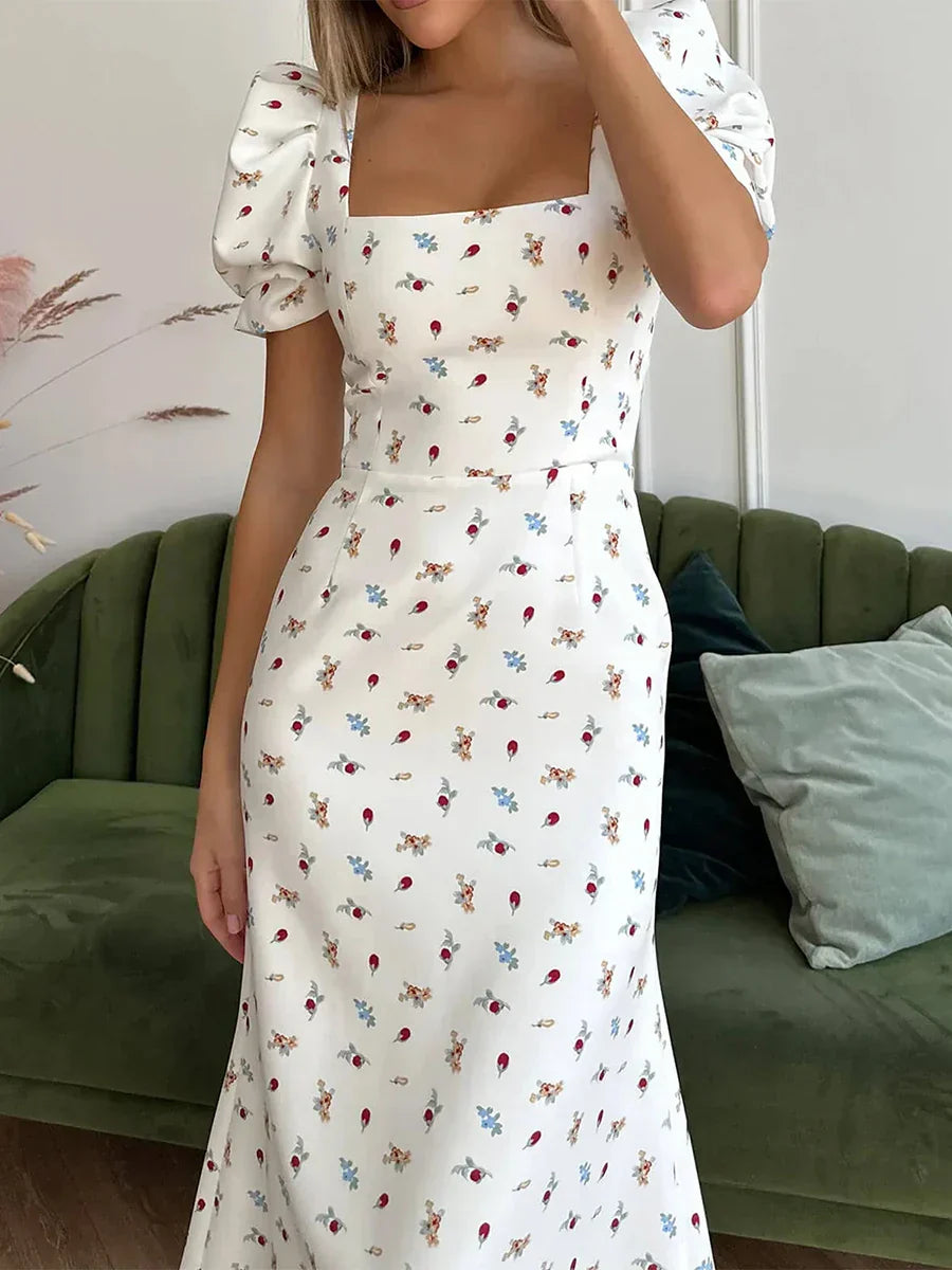 Damen Sommerkleid Rechteck-Ausschnitt Midi-Kleid - Norvielle