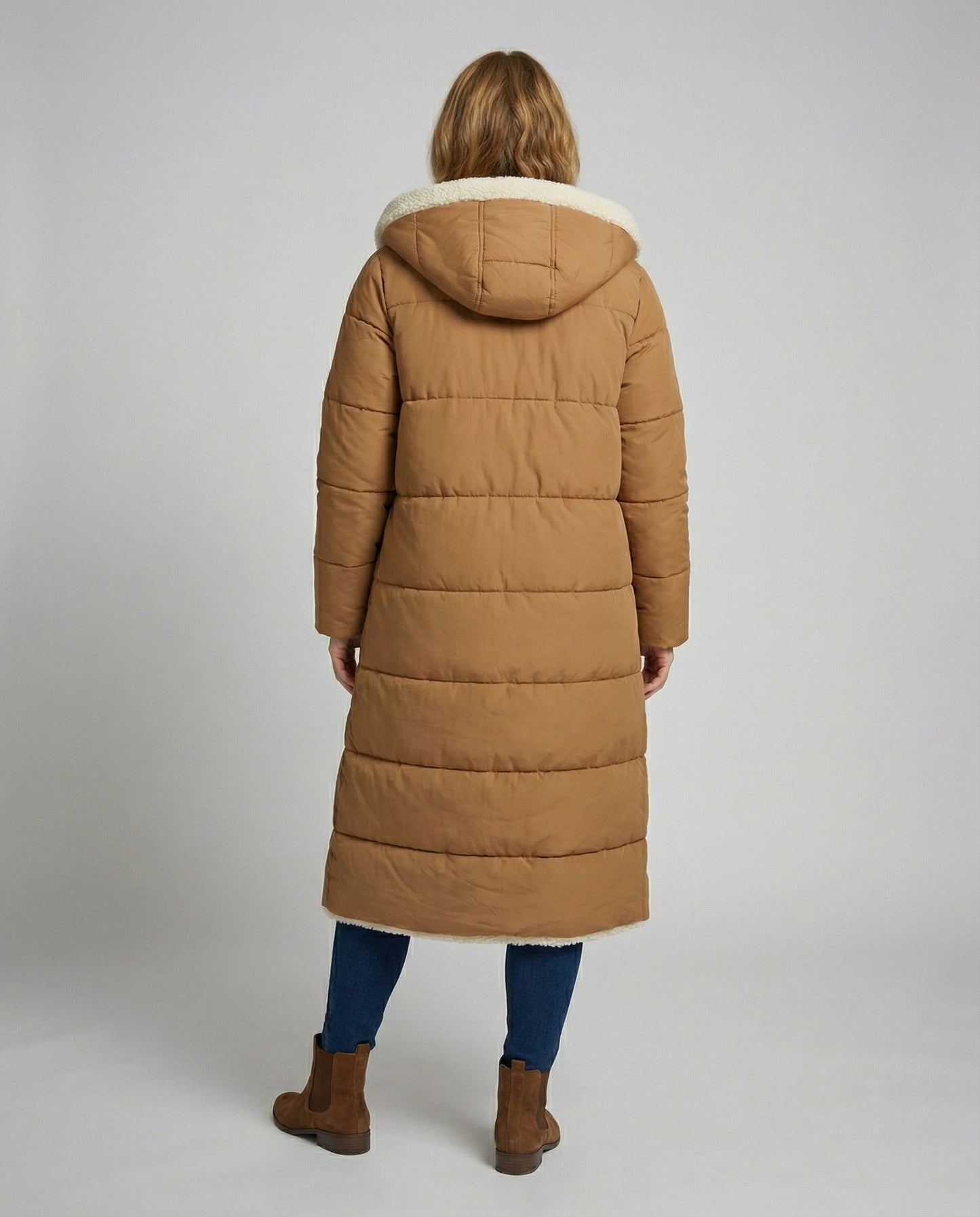 Damen Pufferjacke Lang Wendbar