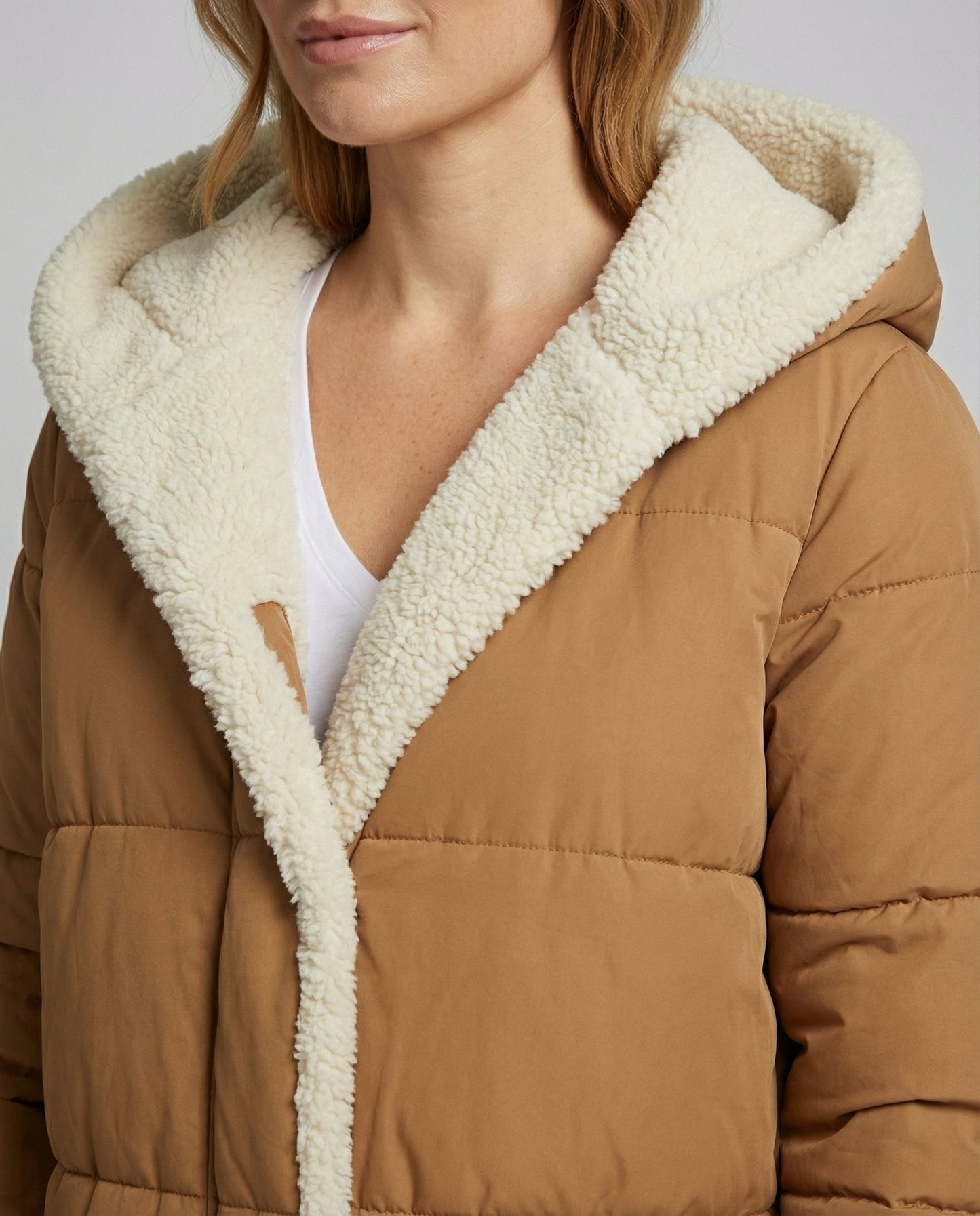 Damen Pufferjacke Lang Wendbar