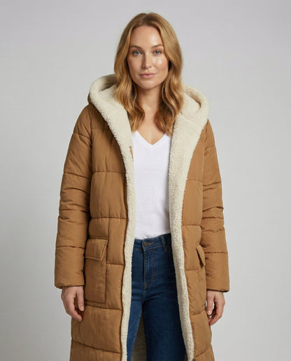 Damen Pufferjacke Lang Wendbar - Norvielle