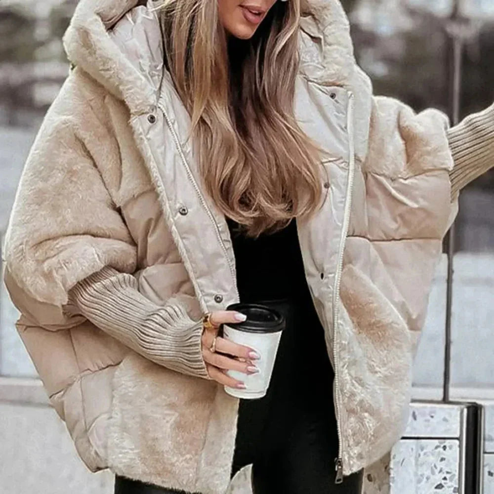 Damen Winterjacke Übergröße Warme Pufferjacke Mit Kapuze