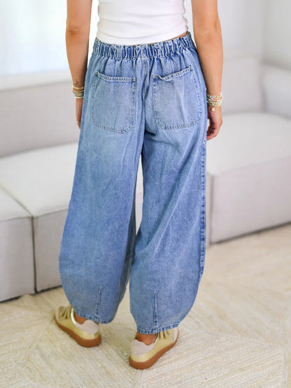 Weite Damenjeans Kordelzug Bequem
