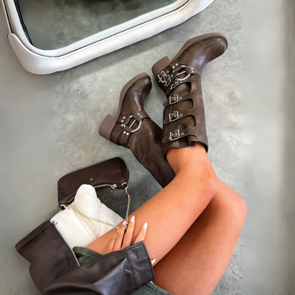 Damen Hochstiefel Robust Profilsohle