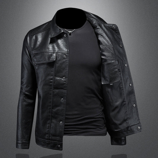 Norvielle Herren Biker-Lederjacke Schwarz - Norvielle