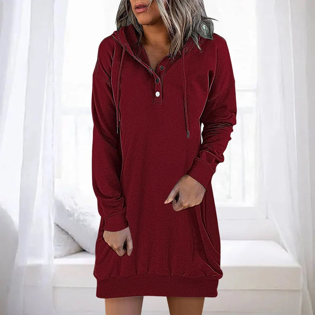 Damen Sweatshirt-Kleid mit Kapuze Grau
