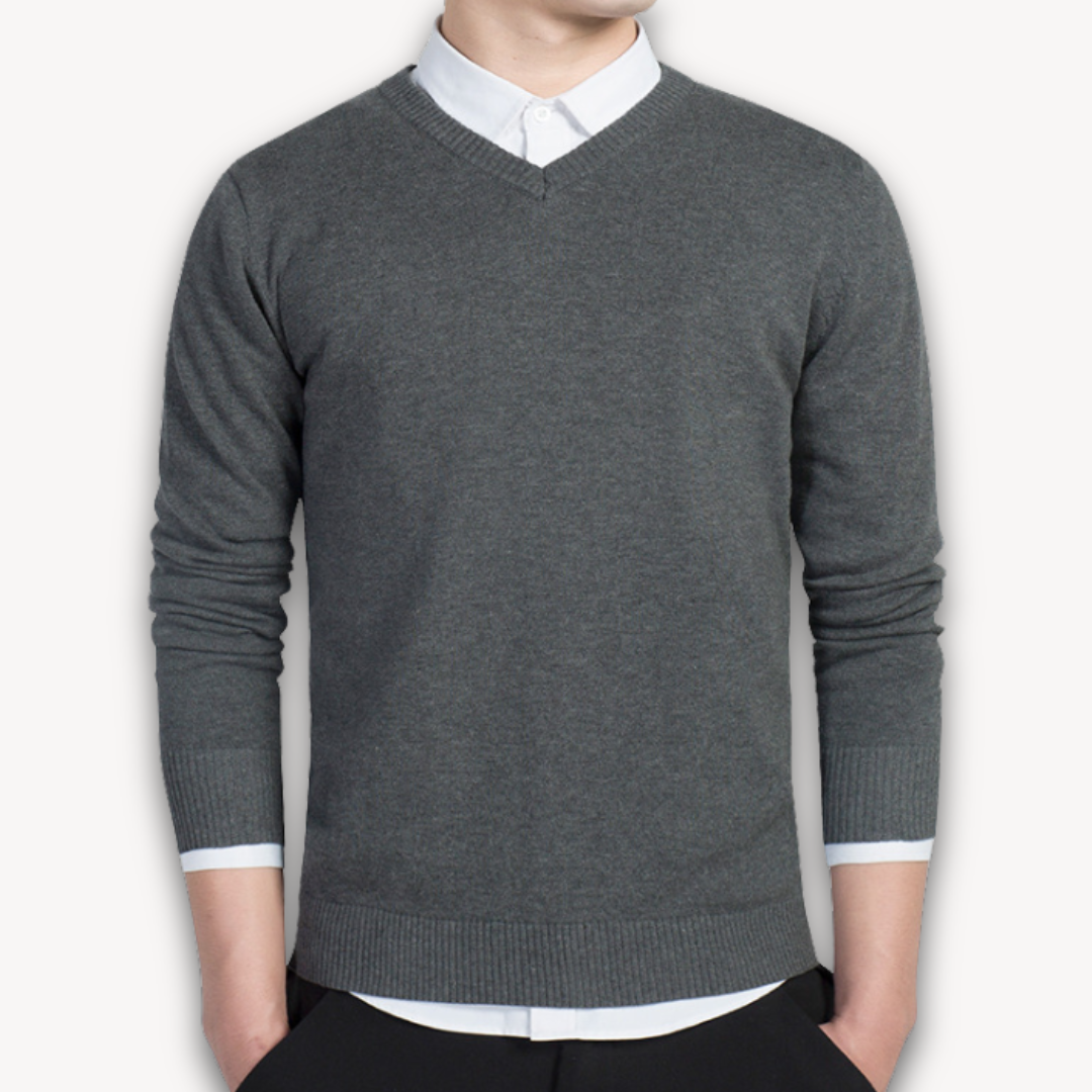V-Ausschnitt Pullover Schmal Schnitt Business