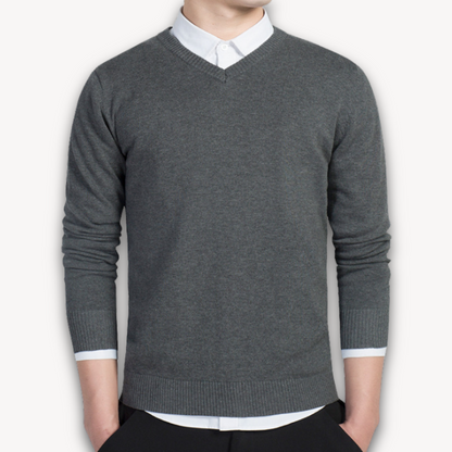 V-Ausschnitt Pullover Schmal Schnitt Business