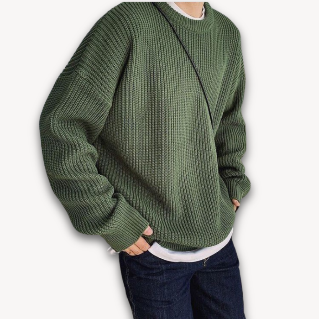 Damen Strickpullover Oversized Rundhalsausschnitt