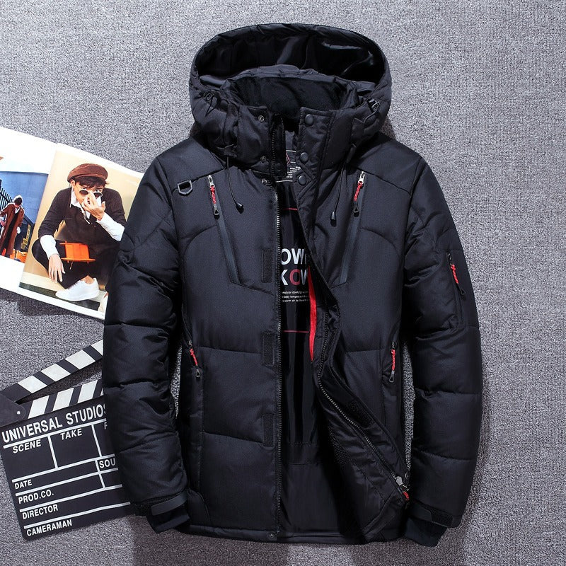 Herren Daunenpufferjacke Kapuze Schwarz - Norvielle