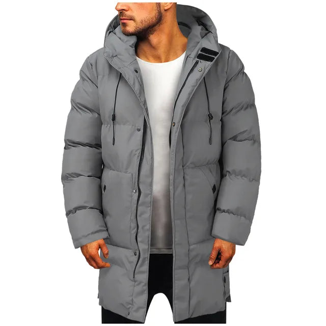 Herren Daunenjacke Mittellang Mit Kapuze Schwarz - Norvielle