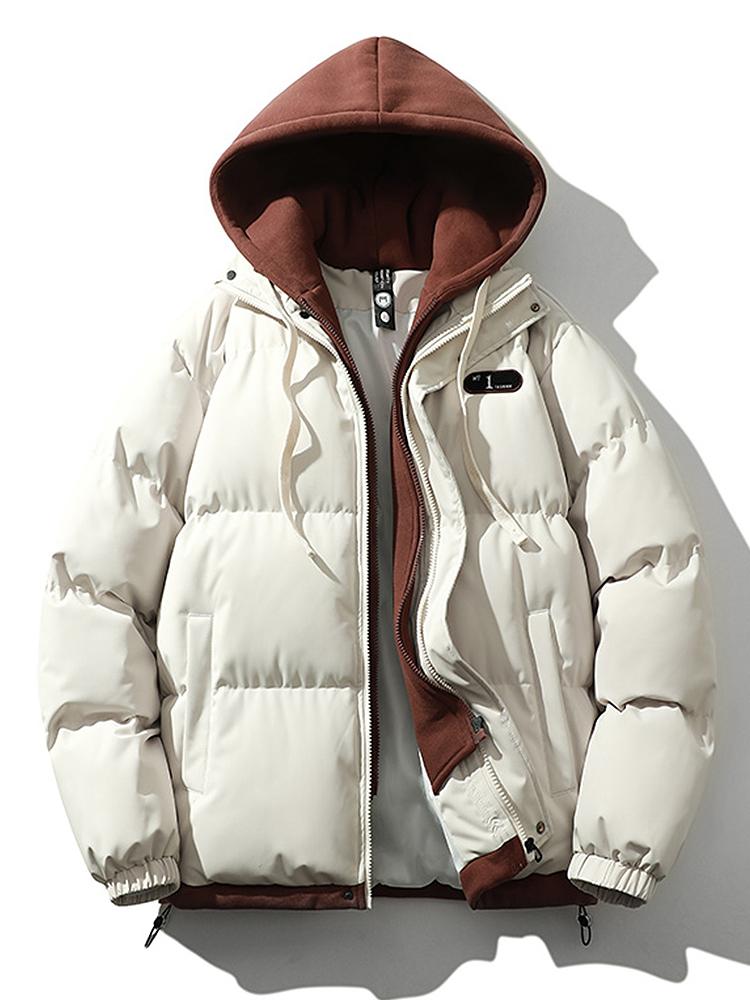 Daunenjacke – Warme Winterjacke mit Kapuze für Männer-Aprikose-S-Chaps Herrenmode