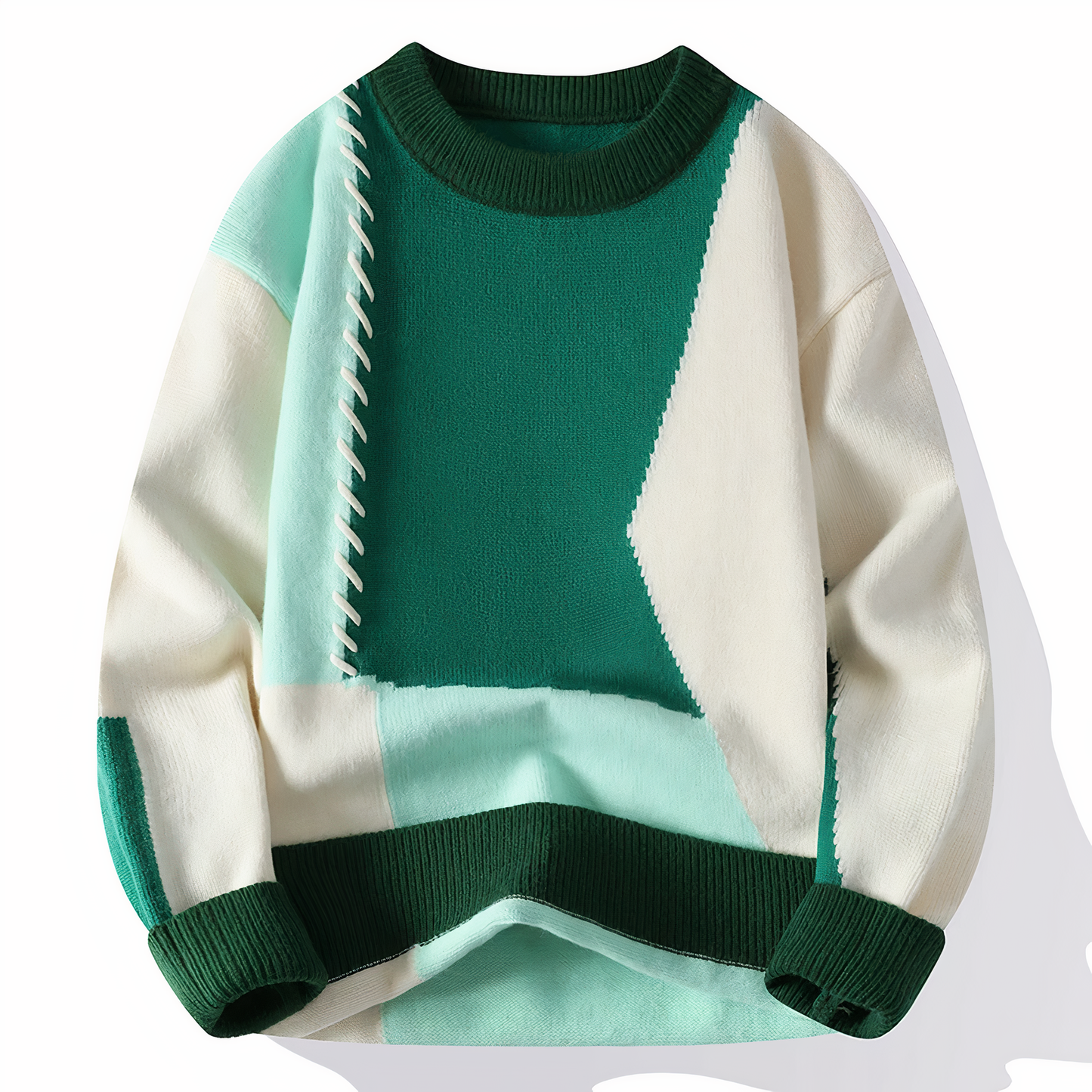 Norvielle Damen Patchwork Pullover Bunt