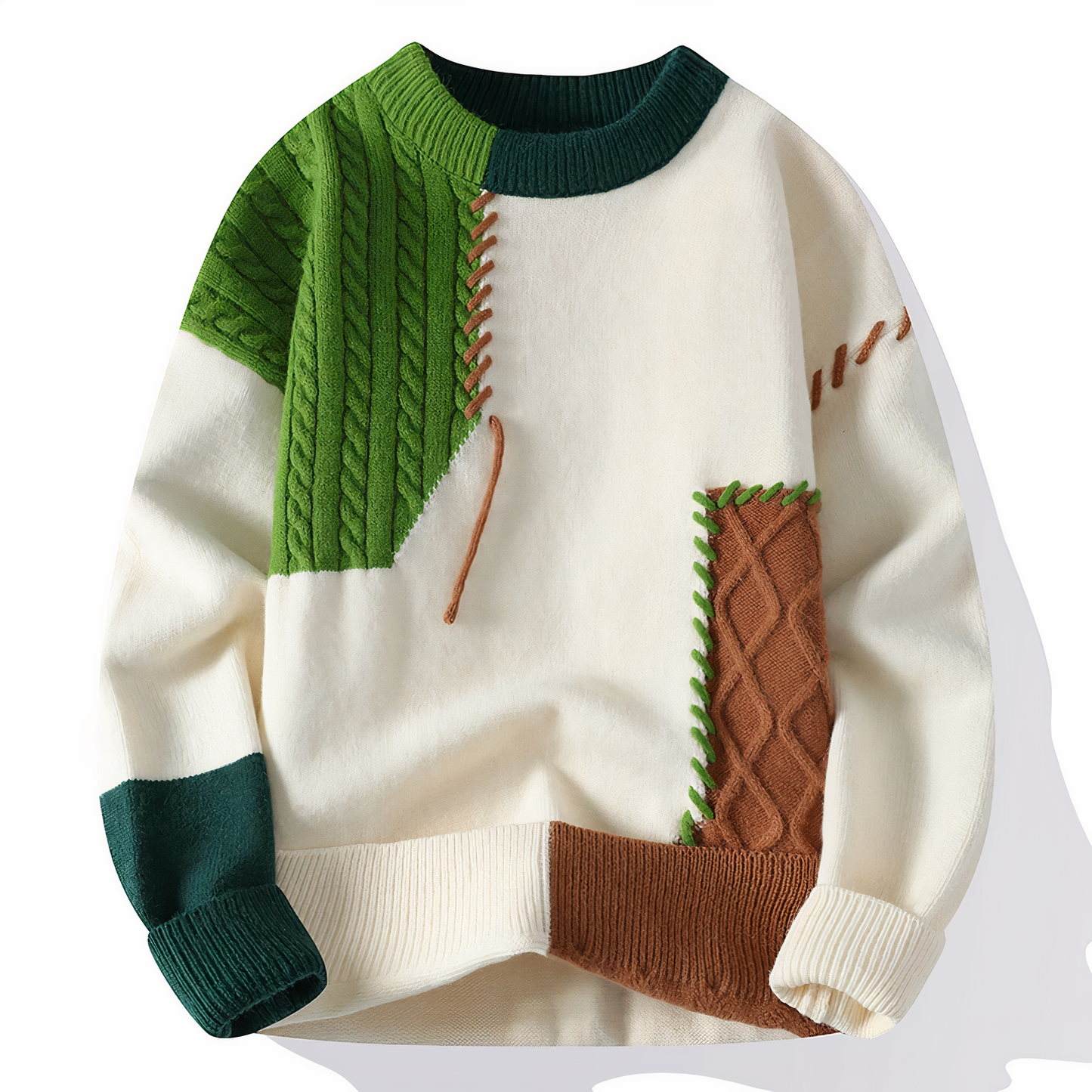 Norvielle Damen Patchwork Pullover Bunt