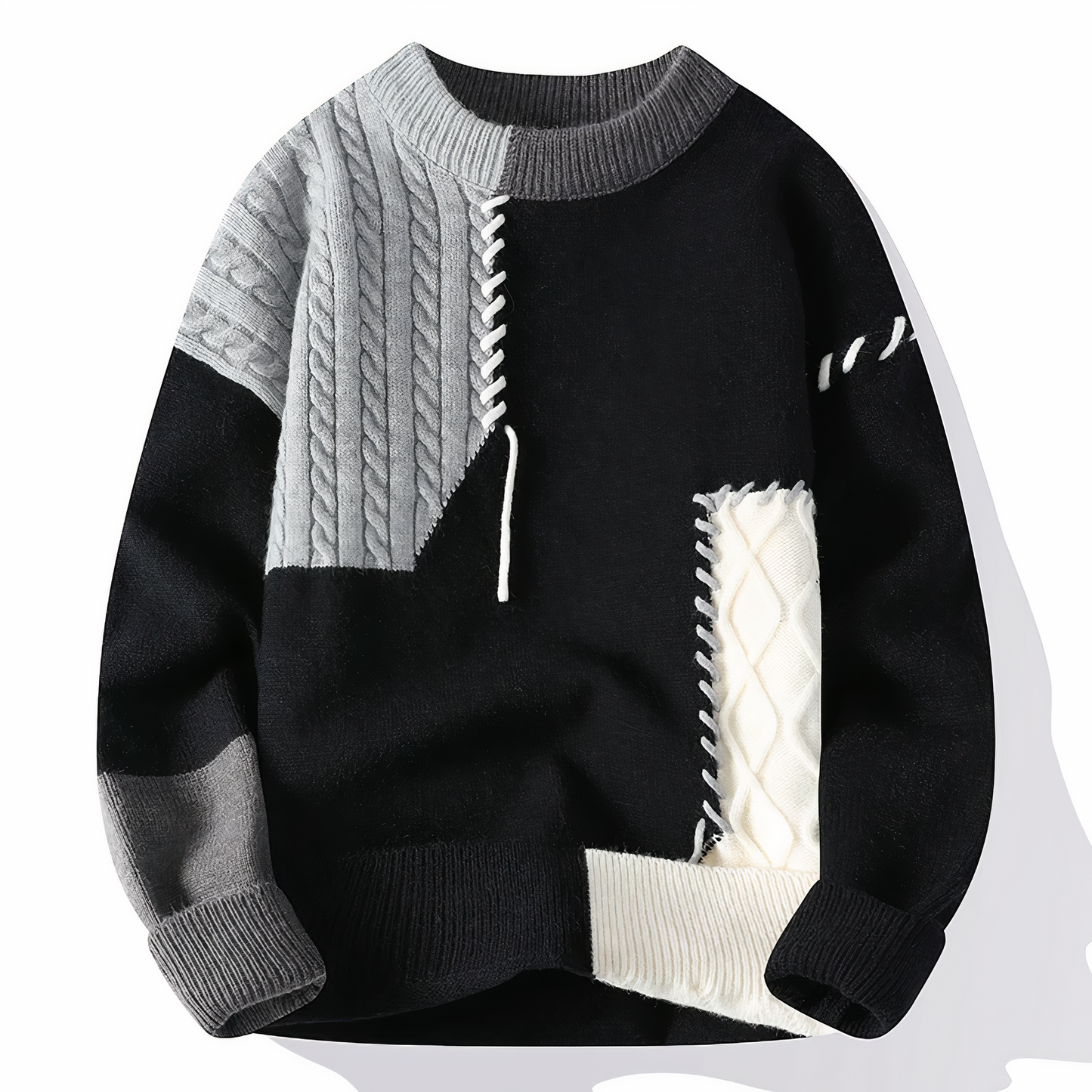 Norvielle Damen Patchwork Pullover Bunt
