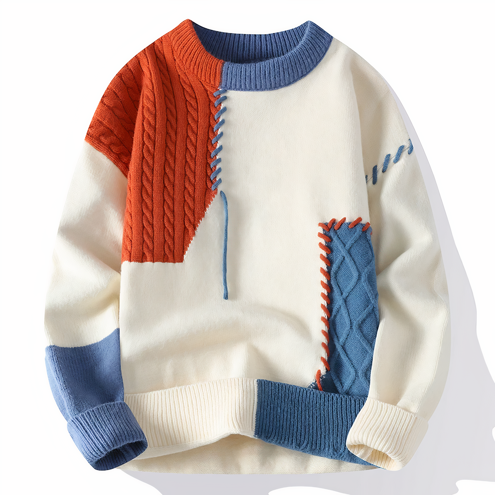 Norvielle Damen Patchwork Pullover Bunt - Norvielle