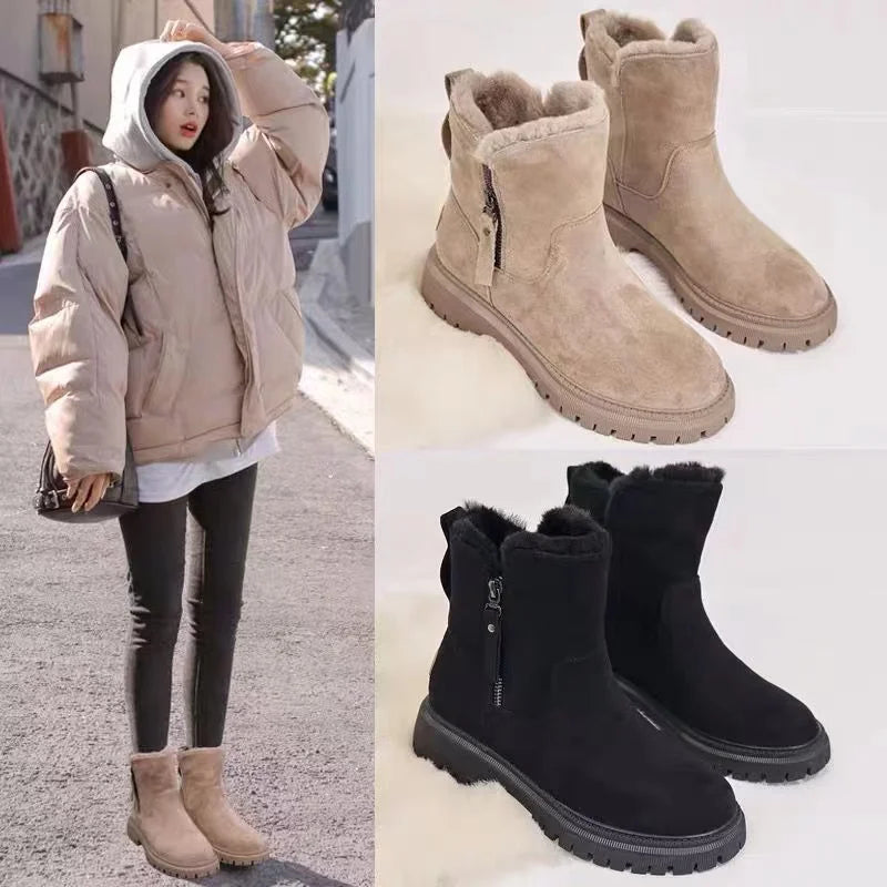 Damen Mittelhohe Winterstiefel Warm Weiches Innenfutter - Norvielle