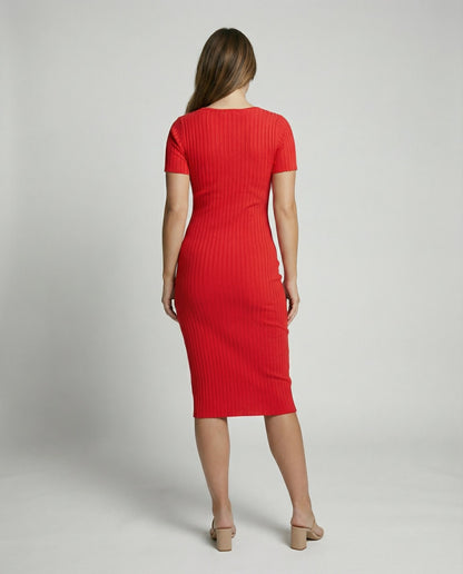 Norvielle Damen Slim-Fit Kleid Gerippt