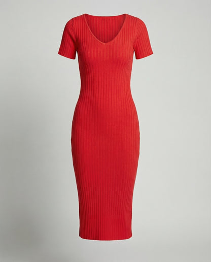 Norvielle Damen Slim-Fit Kleid Gerippt