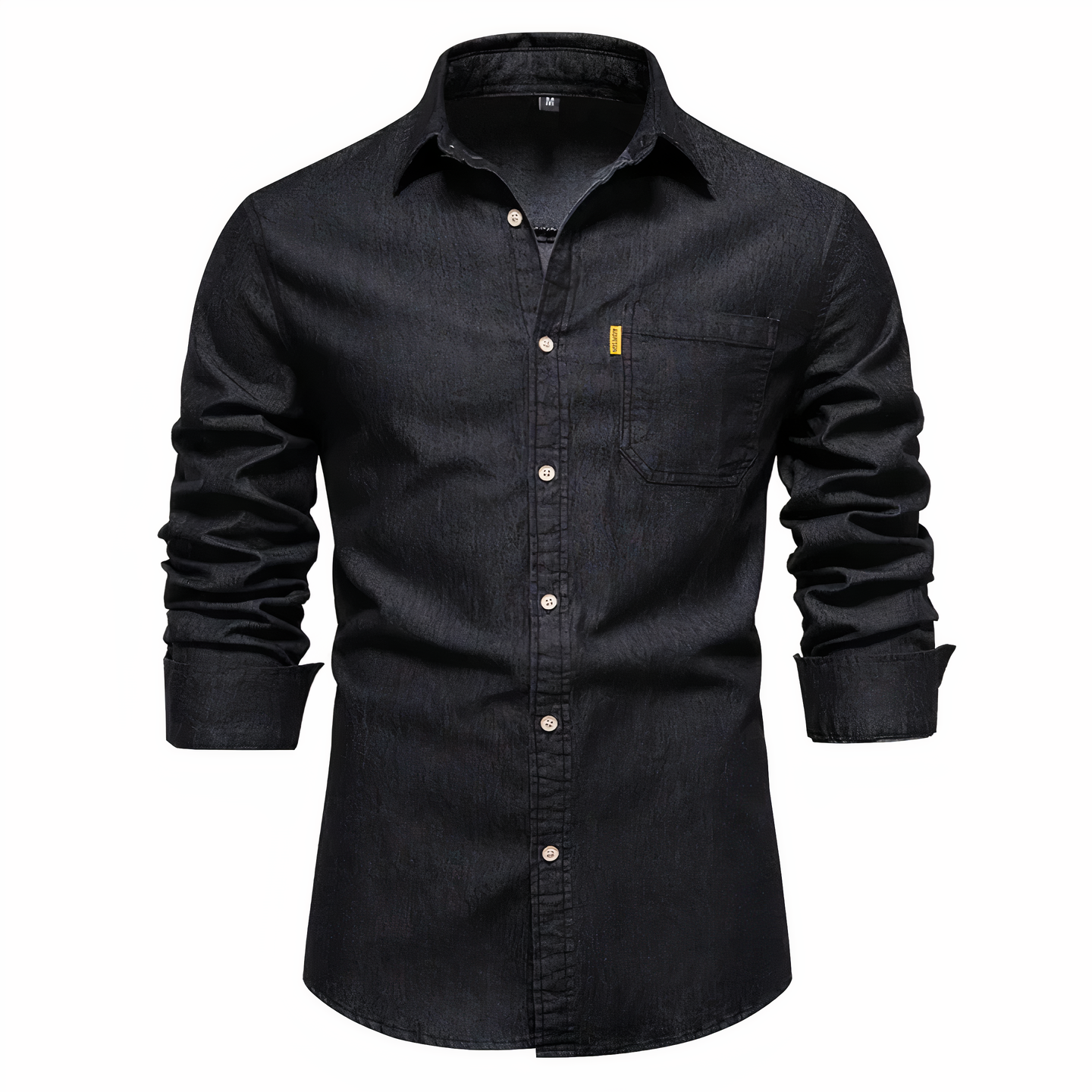 Herren Denim Hemd Langarm Slim Fit Blau - Norvielle