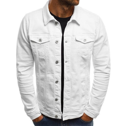 Denim Jacke - Slim Fit - Button-Up - Jeansjacke - Herrenjacke-Weiß-S-Chaps Herrenmode